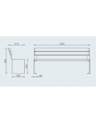 Panchina con schienale e seduta in legno di di pregio, struttura in acciaio zincata e verniciata - cm 180x51,9x82h