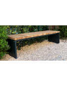 Panchina senza schienale, struttura in acciaio zincato e verniciato e doghe in legno di pregio - cm 183x48x45h