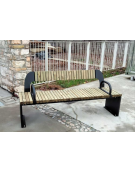 Panchina con schienale senza braccioli - struttura in acciaio zincato e verniciato e doghe in legno di pregio - cm 183x48x81,4h