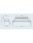 Panchina con schienale senza braccioli - struttura in acciaio zincato e verniciato e doghe in legno di pino - cm 183x48x81,4h