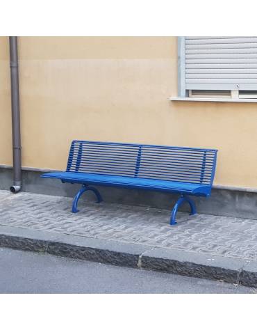 Panchina con schienale, con tubolari collegati tra loro, struttura in acciaio zincato verniciato - cm 198x62x75,9h