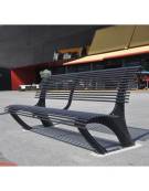 Panchina con schienale, forma ergonomica, in acciaio zincato e verniciato - cm 200x72,7x81,1h