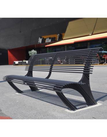 Panchina Koper con schienale, in acciaio zincato e verniciato - cm 200x75,9x81,1h