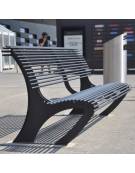 Panchina con schienale, forma ergonomica, in acciaio zincato e verniciato - cm 200x72,7x81,1h