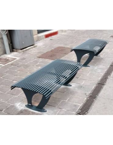Panchina forma ergonomica senza schienale, in acciaio zincato e verniciato - cm 200x60x45h