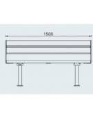Panchina con schienale e seduta in legno di pregio, struttura in acciaio zincato - cm 150x53,1x80,6h