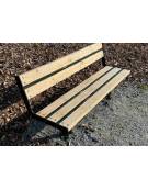 Panchina con schienale e seduta in legno di pregio, struttura in acciaio zincato - cm 150x53,1x80,6h
