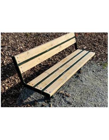 Panchina con schienale e seduta in legno di pregio, struttura in acciaio zincato - cm 150x53,1x80,6h