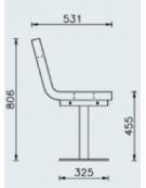 Panchina con schienale e braccioli, seduta in legno di pregio, struttura in acciaio zincato - cm 150x53,1x80,6h