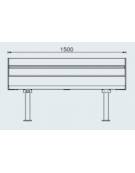 Panchina con schienale e braccioli, seduta in legno di pino, struttura in acciaio zincato - cm 150x53,1x80,6h