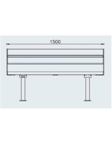 Panchina con schienale e braccioli, seduta in legno di pino, struttura in acciaio zincato - cm 150x53,1x80,6h