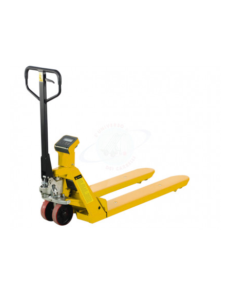 Transpallet pesatore con Stampante e display a 4 cifre - auto zero,tara,lordo/netto,ultima pesata,contapezzi - portata Kg 2000
