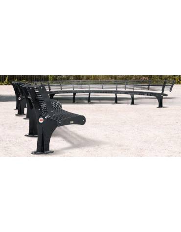 Panchina angolare con schienale esterno, struttura in acciaio zincato e verniciato -Modulo da 45° o 90°