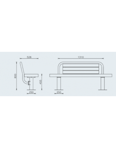 Panchina Moderna con schienale in acciaio zincato e verniciato, con legno di pino - cm 180x62,2x79,6h