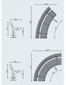 Panchina angolare con schienale interno, struttura in acciaio zincato e verniciato - cm 222,9,x137,6x76,9h