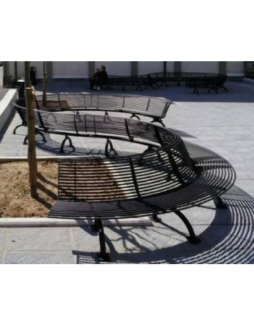 Panchina angolare con schienale interno, in acciaio inox - cm 2024x1277/ 1740x1740