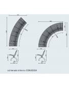 Panchina angolare con schienale interno, in acciaio inox - cm 2024x1277/ 1740x1740