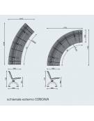 Panchina angolare con schienale esterno, struttura in acciaio zincato e verniciato - Modulo da 45° o 90°