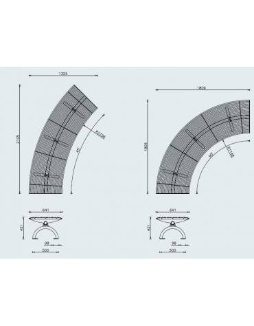 Panchina angolare senza schienale, struttura in acciaio inox - Modulo da 45° o 90°