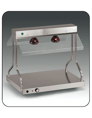 Piano caldo inox con N° 2 lampade a infrarossi