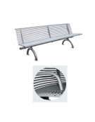 Panchina con schienale e braccioli interamente in acciaio inox con seduta ergonomica - cm 197x62x75,9h