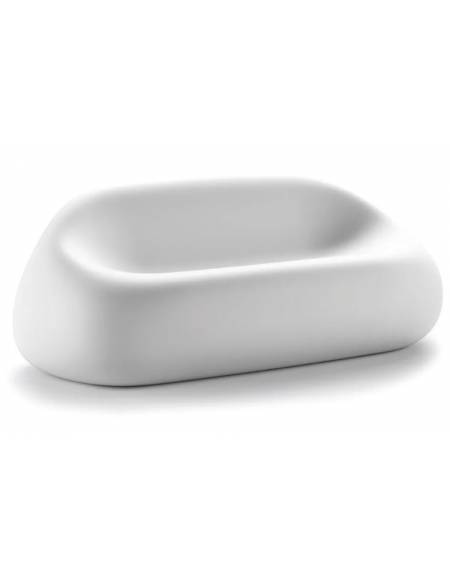 Divanetto design da esterno in polietilene per giardino o piscina - Colore bianco - Con certificato di conformità CATAS