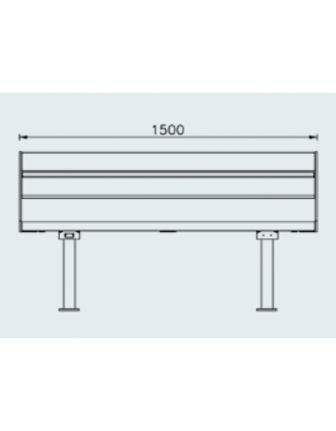 Panchina con schienale interamente in acciaio zincato e verniciato - con braccioli - cm 150x53,1x80,6h