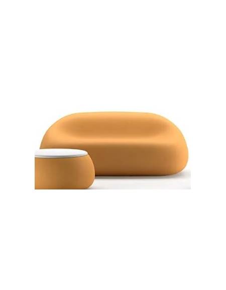 Divanetto design da esterno in polietilene per giardino o piscina - Colore Ocra - Con certificato di conformità CATAS