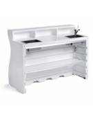 Banco bar luminoso modulare in polietilene con lavello e ghiacciaia per esterno o interno - Colore Bianco - Dimensioni cm 160x70