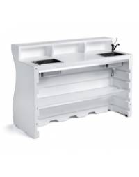 Banco bar luminoso modulare in polietilene con lavello e ghiacciaia per esterno o interno - Colore Bianco - Dimensioni cm 160x70