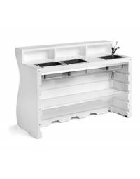 Banco bar luminoso modulare in polietilene con lavello e ghiacciaia per esterno o interno - Colore Bianco - Dimensioni cm 160x70