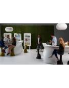 Angolo Banco bar luminoso 90° in polietilene per esterno o interno - Colore Bianco - Dimensioni cm 75x75x110h