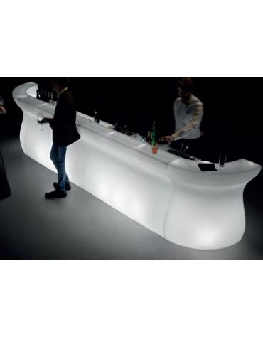 Angolo Banco bar luminoso 90° in polietilene per esterno o interno - Colore Bianco - Dimensioni cm 75x75x110h