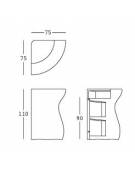 Angolo Banco bar luminoso 90° in polietilene per esterno o interno - Colore Bianco - Dimensioni cm 75x75x110h