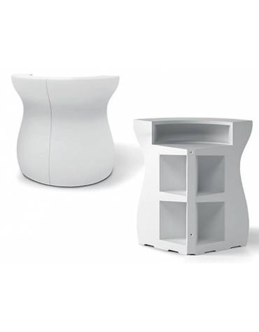 Angolo Banco bar luminoso 90° in polietilene per esterno o interno - Colore Bianco - Dimensioni cm 75x75x110h