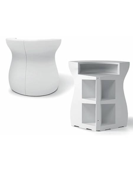 Angolo Banco bar luminoso 90° in polietilene per esterno o interno - Colore Bianco - Dimensioni cm 75x75x110h