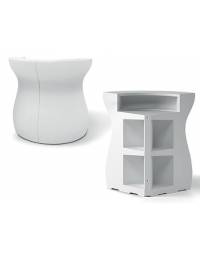 Angolo Banco bar luminoso 90° in polietilene per esterno o interno - Colore Bianco - Dimensioni cm 75x75x110h