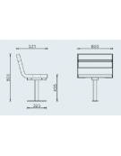 Panchina 1 posto senza schienale, seduta e struttura acciaio verniciato - cm 60x53,1x45,5h
