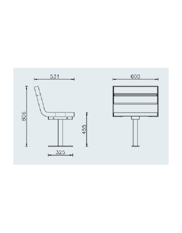 Panchina 1 posto senza schienale, seduta e struttura acciaio verniciato - cm 60x53,1x45,5h
