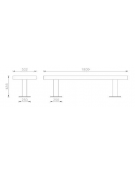 Panchina senza schienale con struttura e braccioli in acciaio zincato e verniciato, seduta in legno di pregio - cm 180x50,2x45,5