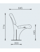 Panchina angolare con schienale interno, struttura in acciaio inox - Modulo da 45° o 90°