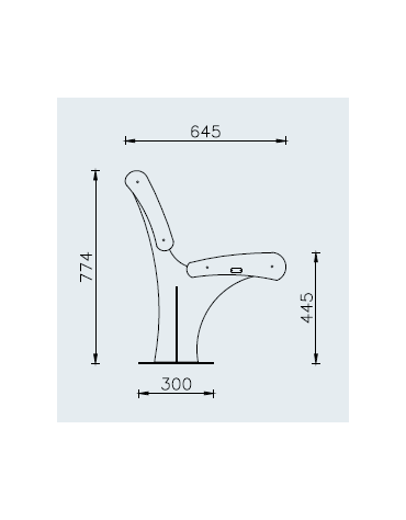 Panchina angolare con schienale interno, struttura in acciaio inox - Modulo da 45° o 90°