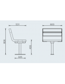  Panchina 1 posto con schienale, seduta in legno di pregio e struttura acciaio verniciato - cm 60x53,1x80,5h