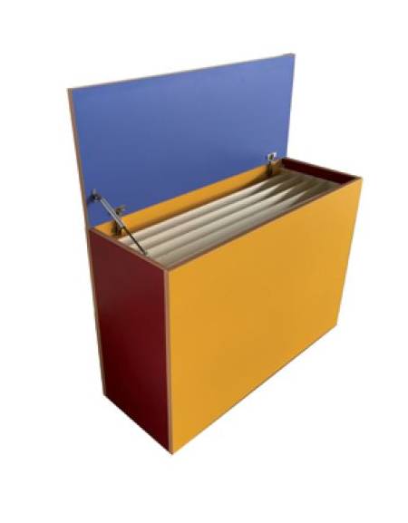 Mobile porta cartoncini verticale in legno nobilitato con apertura dall'alto - Divisorio a 6 scomparti - cm 110x41x75h