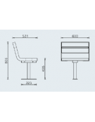 Panchina 1 posto con schienale, seduta in legno di pino e struttura acciaio verniciato - cm 60x53,1x80,5h