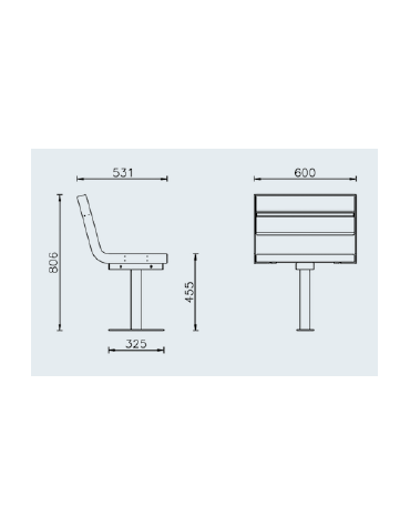 Panchina 1 posto con schienale, seduta in legno di pino e struttura acciaio verniciato - cm 60x53,1x80,5h