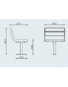 Panchina 1 posto senza schienale, seduta in legno di pregio e struttura acciaio verniciato - cm 60x53,1x45,5h