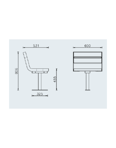 Panchina 1 posto senza schienale, seduta in legno di pino e struttura acciaio verniciato - cm 60x53,1x45,5h