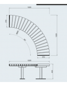 Panchina angolare con schienale, seduta in legno di pino e struttura acciaio zincato e verniciato - Modulo da 45° o 90°