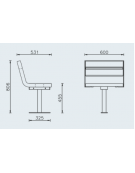 Panchina 1 posto senza piana con seduta in legno di pregio, struttura e braccioli in acciaio verniciato - cm 60x53,1x45,5h